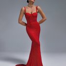 Rivet-Embellished Mermaid Evening Dress