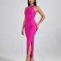 One Shoulder Pleated Bandage Long Dress