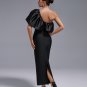 One Shoulder Ruffle Bandage Long Dress
