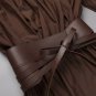 V Neck Long Sleeve Pure Color Maxi Dress