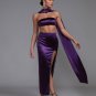 Purple Satin Strapless Sash Gown