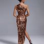 One Shoulder Gold Sequins Gown