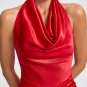 Halter Draped Satin Mermaid Maxi Dress