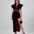 Purple Velvet Backless Dress