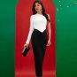 Black White One Sleeve Bandage Dress