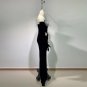 Strapless Sleeveless Sequins Maxi Bodycon Dress