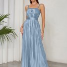Strappy Sleeveless Pleated Maxi Bodycon Dress