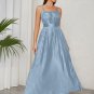 Strappy Sleeveless Pleated Maxi Bodycon Dress