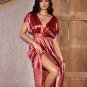 Deep V-neck Ruched Maxi Dress