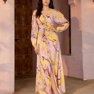 Off Shoulder Ruched Print Maxi Dress