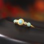 Girl Round Natural Turquoise Geometry CZ Silver Adjustable Ring