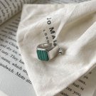 Square Green Natural Turquoise 925 Sterling Silver Adjustable Ring