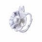 Silver Lotus Leaf Natural White Pearl Adjustable 925 Sterling Silver Ring