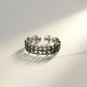 Vintage Cubic Zirconia Hollow Round Cross 925 Sterling Silver Adjustable Ring