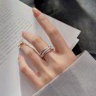 Three Layer CZ 925 Sterling Silver Adjustable Ring