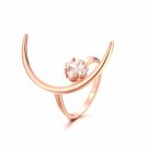 CZ Four Leaf Clover Crescent Moon 925 Sterling Silver Adjustable Ring