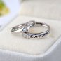 Wedding Love you forever Letters CZ Hearts Silver Adjustable Promise Ring