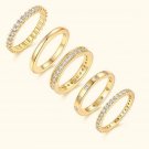 Modern Golden 925 Sterling Silver 5 Pieces CZ Stacker Ring