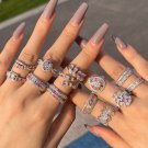 Women Beautiful Colorful CZ 925 Sterling Silver Adjustable Ring