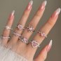 Wedding Pink 8A Cubic Zirconia Heart 925 Sterling Silver Adjustable Ring