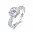 Women Elegant Radiant Moissanite CZ 925 Sterling Silver Ring