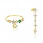 CZ Flower Crescent Moon 925 Sterling Silver Dangling Earring Adjustable Ring