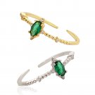 Elegant Green Oval CZ Women 925 Sterling Silver Adjustable Ring