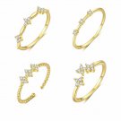 Fashion CZ Four Leaf Clover Flowers 925 Sterling Silver Adjustable Ring