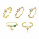 Beautiful Pink Oval Crown Flowers 925 Sterling Silver Adjustable Ring
