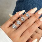 CZ Border Heart Cubic Zirconia 925 Sterling Silver Adjustable Ring