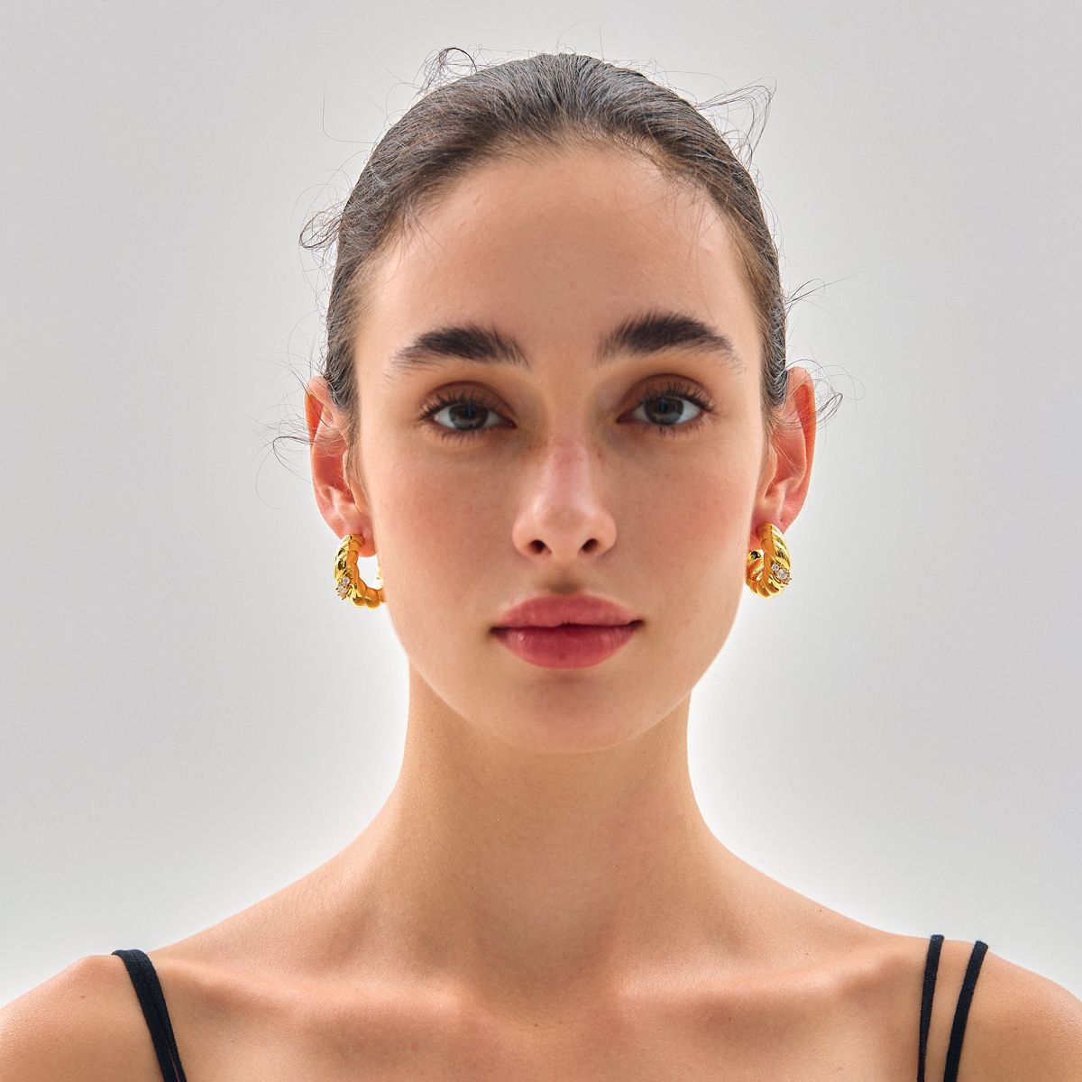 Elegant Lightweight 999 Pure Silver Irregular Three U-shape Hoop Earrings