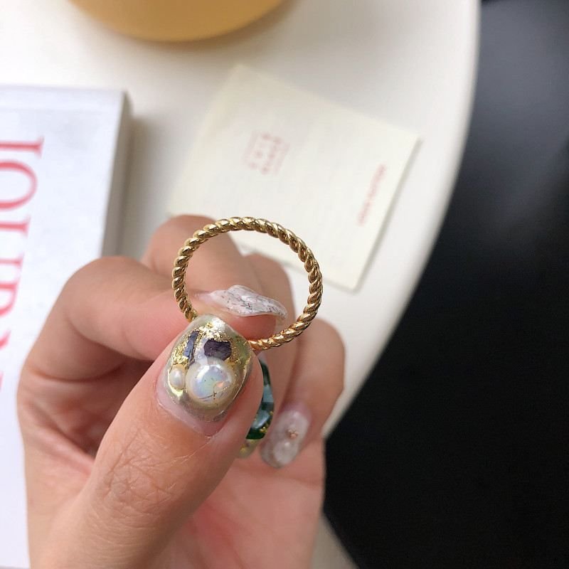 Minimalism Twisted Gold 925 Sterling Silver Adjustable Ring