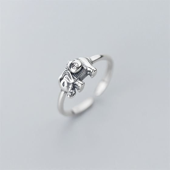 Elephant Animal 925 Sterling Silver Adjustable Ring