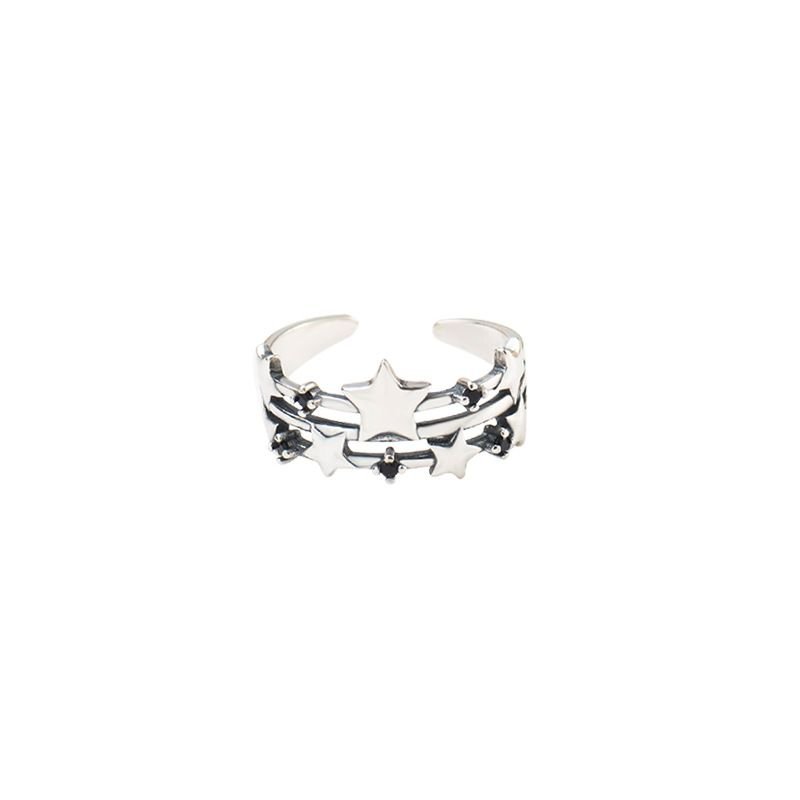 Vintage Double Layer Stars 925 Sterling Silver Adjustable Ring