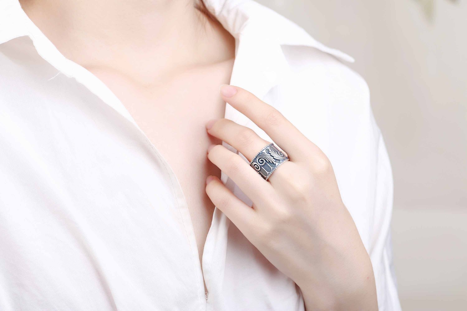 Retro Angel's Wings 925 Sterling Silver Wide Adjustable Ring