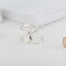 Hollow Twisted Solid 925 Sterling Silver Adjustable Ring