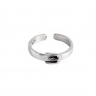 Belt Buckle Simple Old Thai Solid 925 Sterling Silver Adjustable Ring