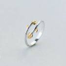 Yellow Leaf 925 Sterling Silver Adjustable Ring