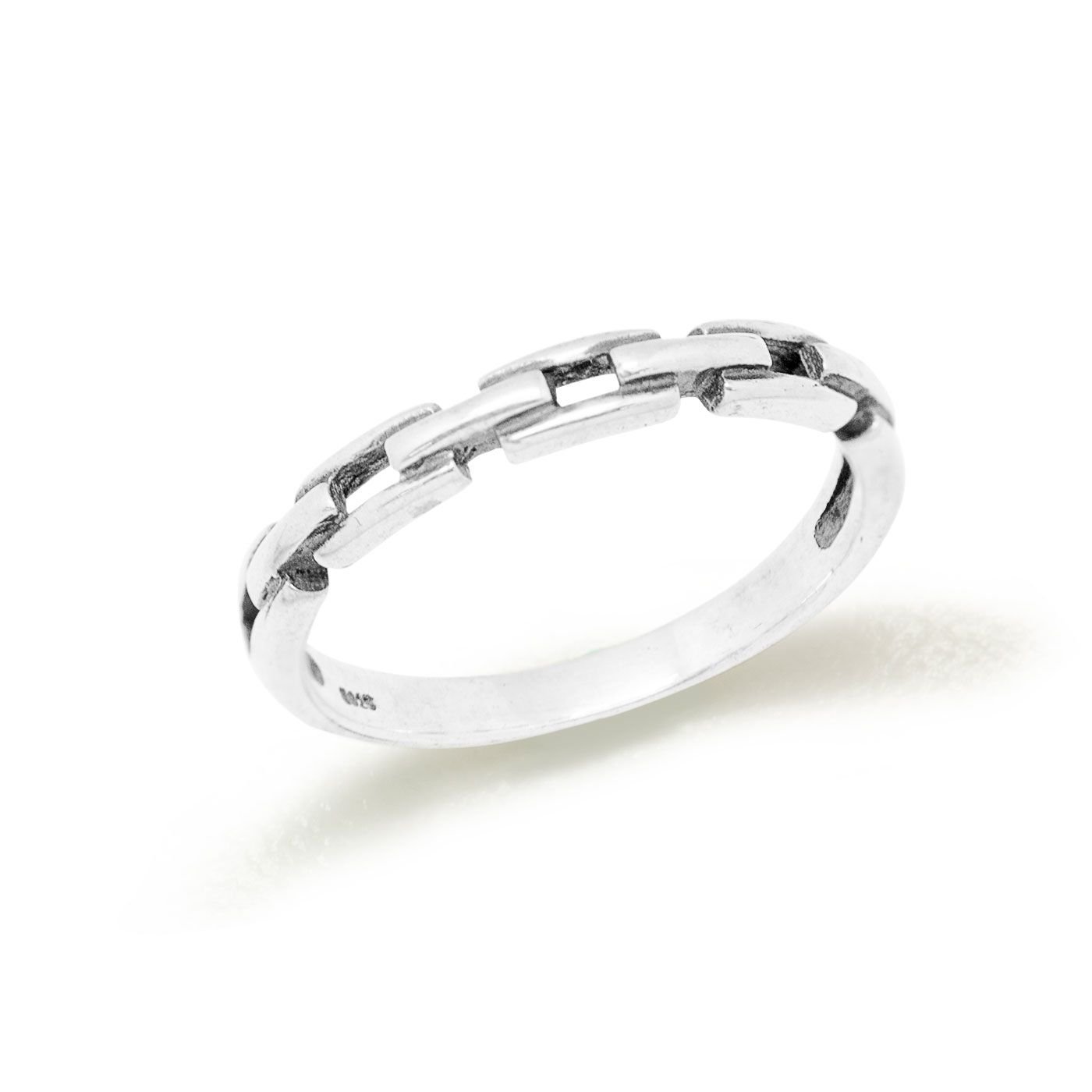 Vintage Cable Link Chain 925 Sterling Silver Ring