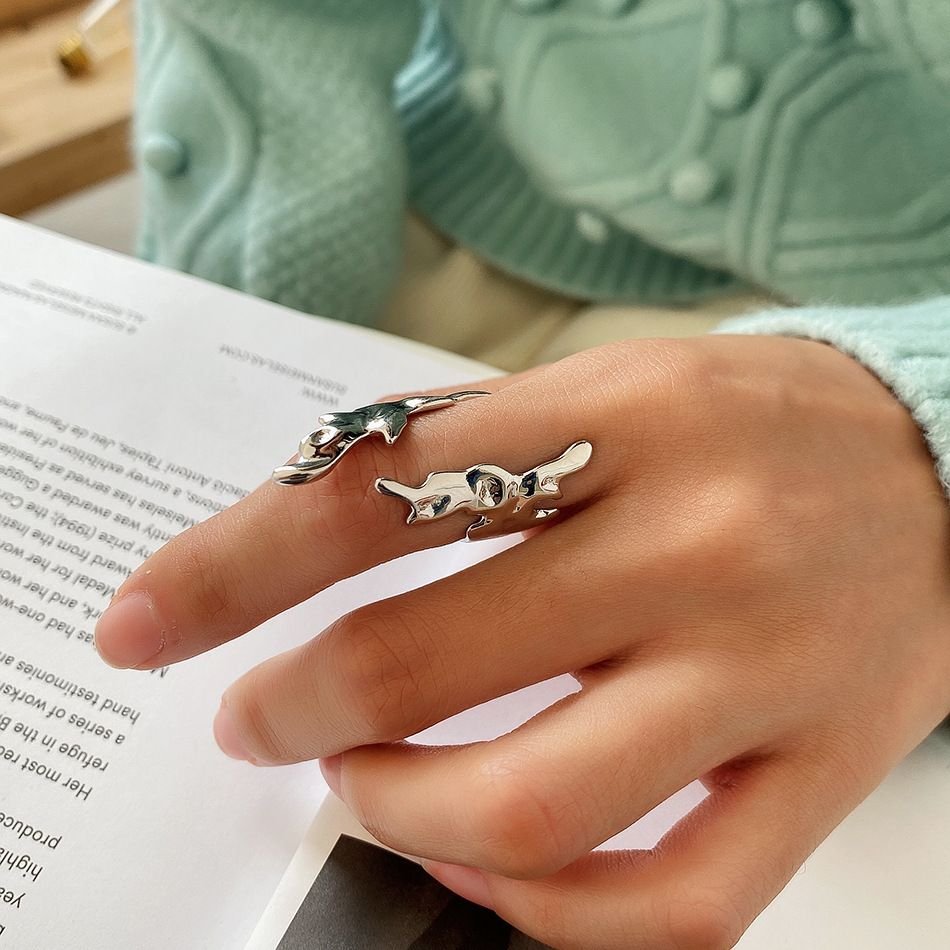 Irregular Flame 925 Sterling Silver Adjustable Ring