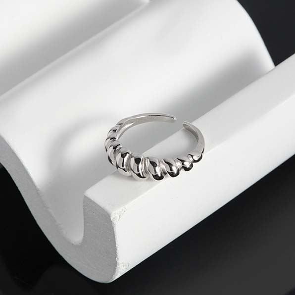 Simple Twisted Croissants 925 Sterling Silver Adjustable Ring