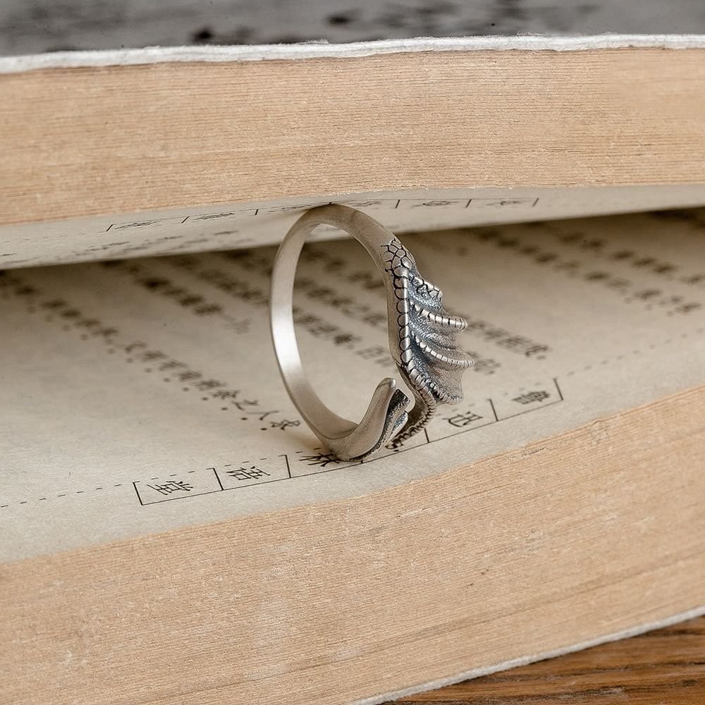 Modern Dragon Wings 925 Sterling Silver Adjustable Ring