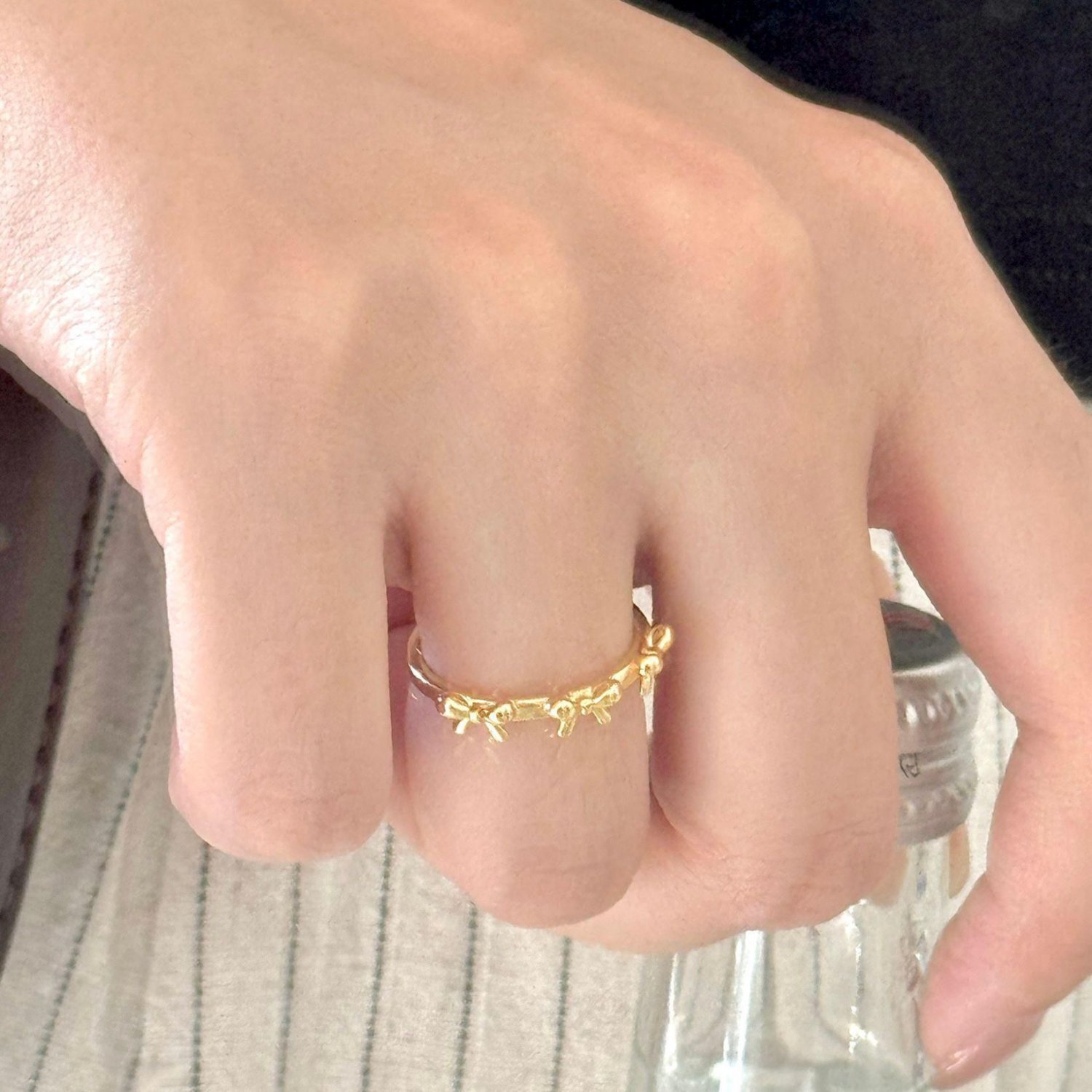 Three Bow-Knot 925 Sterling Silver Adjustable Ring