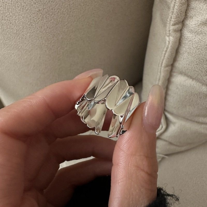 Party Irregular Foldings 925 Sterling Silver Adjustable Ring