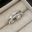 Modern Irregular Border Chanceux Letters 925 Sterling Silver Adjustable Ring