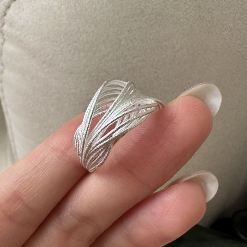 Modern Multi Layers Cross 925 Sterling Silver Adjustable Ring