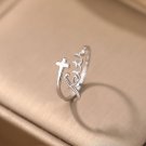 Anniversary Cross Faith 925 Sterling Silver Adjustable Ring