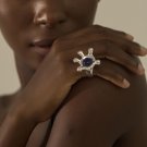 Sophisticated 999 Pure Silver Elegant Gemstone Adjustable Statement Ring Sophisticated 999 Pure Silver Elegant Gemstone Adjustable Statement Ring