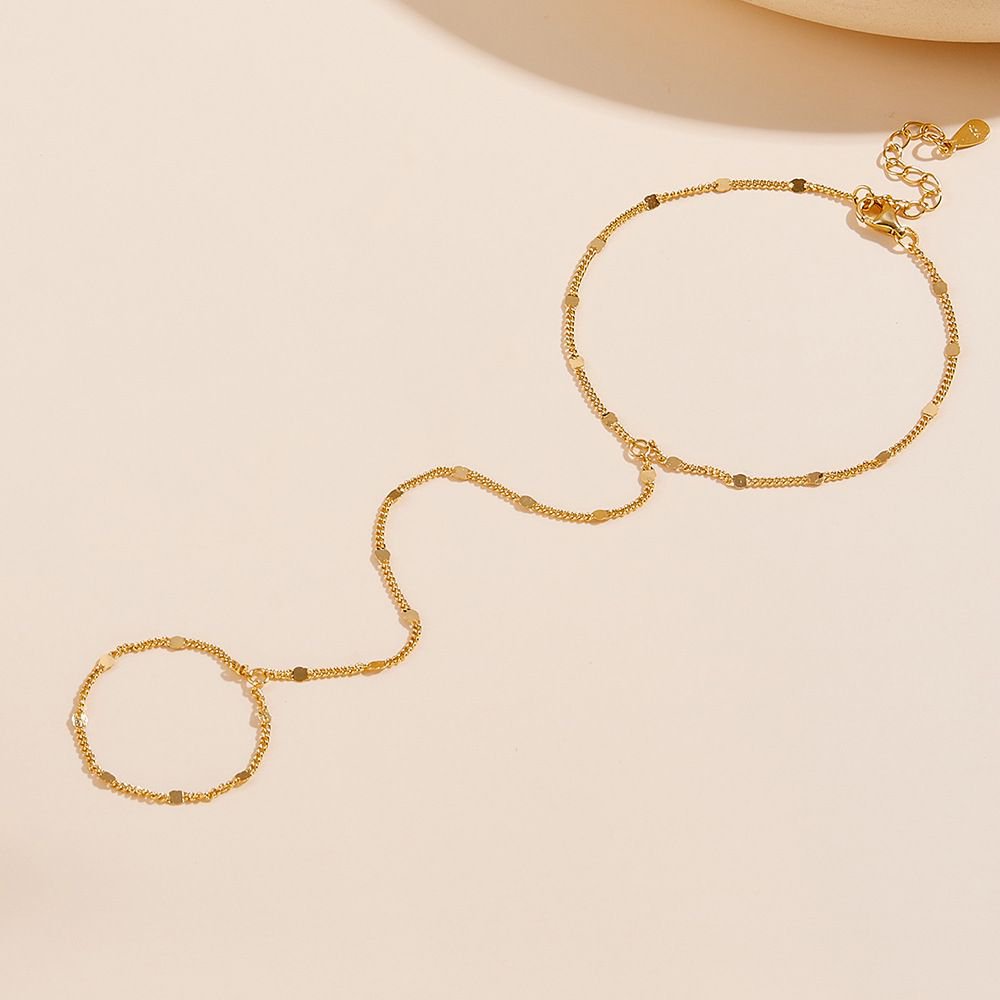 Honey Moon Shining Glitter Chain 925 Sterling Silver Bracelet Ring Set