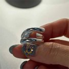 Vintage Irregular Line Trips 925 Sterling Silver Adjustable Ring
